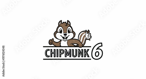 Cartoon chipmunk with striped tail gives thumbs up next to text chipmunk 6