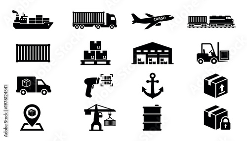 Logistics and transportation icons set.