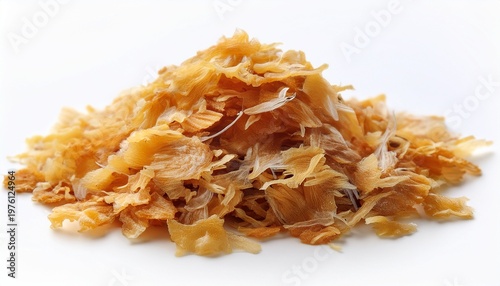 Flake Food For Aquarium Fish On A White Background