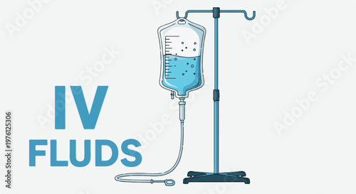 Graphic depicting intravenous fluid bag on stand