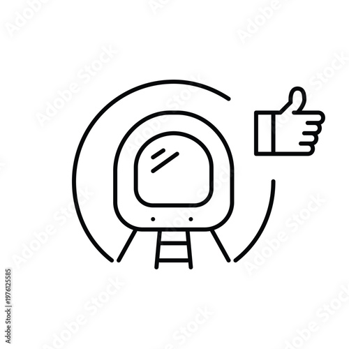 Urban commute rating and rail transport approval. Subway train in a tunnel and like. Pixel perfect, editable stroke vector icon