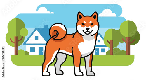 Shiba Inu Dog Breed Portrait.