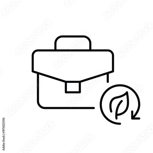 Briefcase, leaf and renew arrow. Sustainable investment. Pixel perfect, editable stroke vector icon