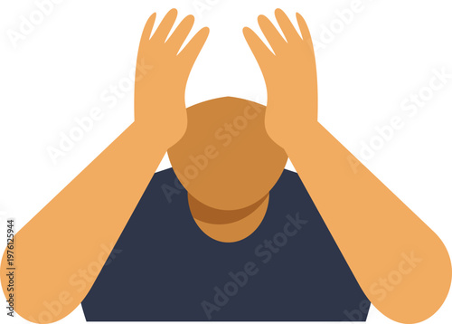 Person feeling stressed or having a headache holding hands to head