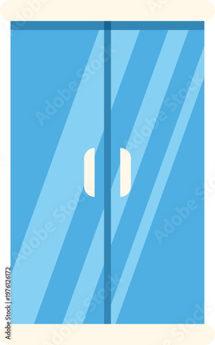 Transparent glass shower doors for a modern bathroom cubicle