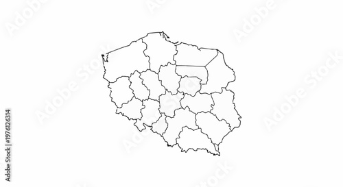 Outline map of Poland divided into regions