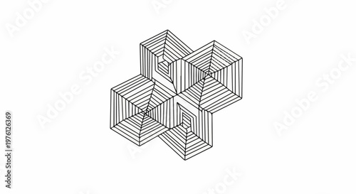 Abstract geometric pattern with repeating hexagonal and cuboid shapes