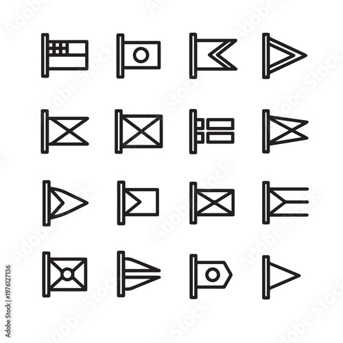 Nautical Signal Flags CollectionMaritime Communication IconsMinimalist Line Art