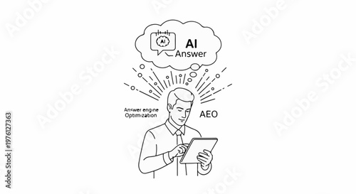 Person interacting with tablet receives AI-powered answers for optimization