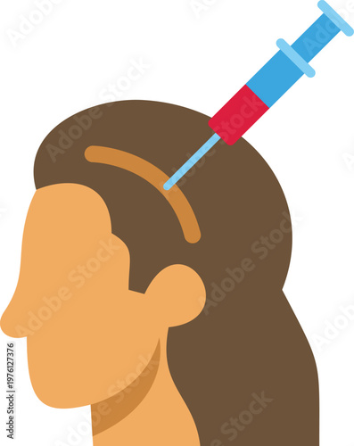 Person receiving an injection into scalp for hair growth and alopecia treatment
