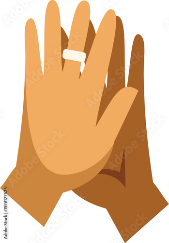 Diverse hands joining, symbolizing unity, marriage, and commitment