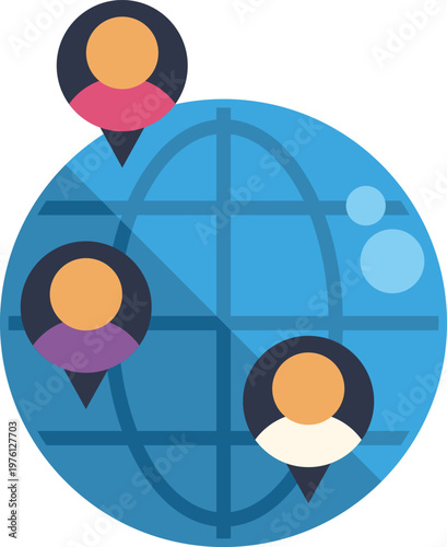 Global network connecting people on a worldwide scale