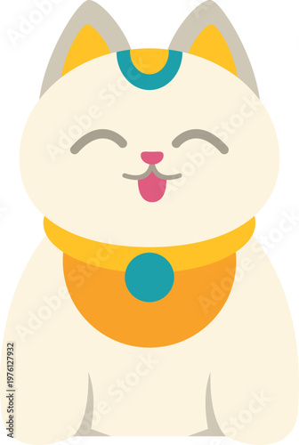 White maneki neko icon illustrating good luck, wealth, and prosperity