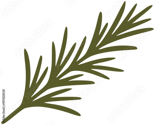 Fresh green rosemary sprig icon representing aromatic herbs for Mediterranean cuisine and seasoning