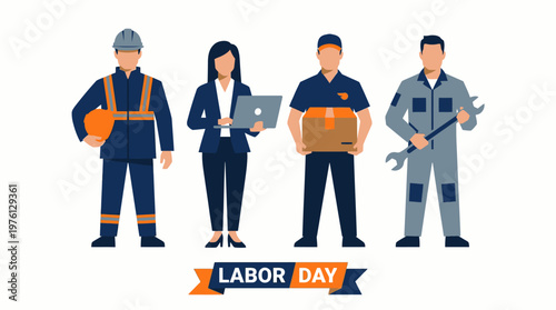 Different Professions People Illustration Worker Team Isolated Collection