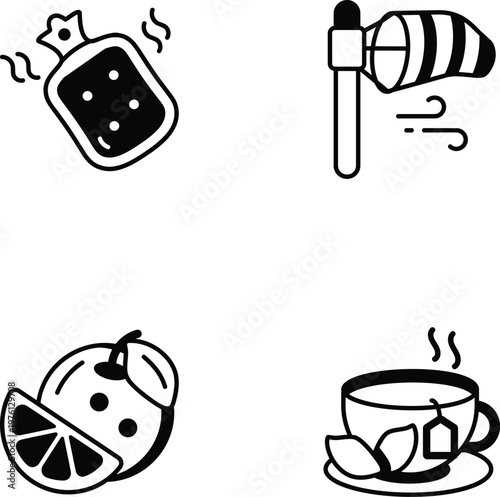 Set of Seasonal Activity Glyph Style Icons