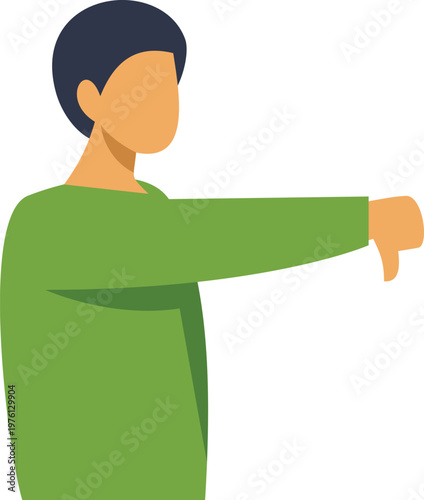 Person giving a negative feedback with a thumbs down gesture