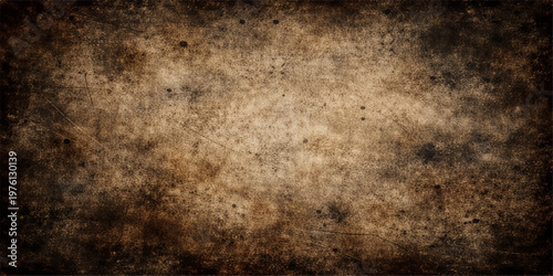 Worn vintage brown parchment paper with a rough antique grunge texture and aged pattern for an ancient wall art backdrop design
