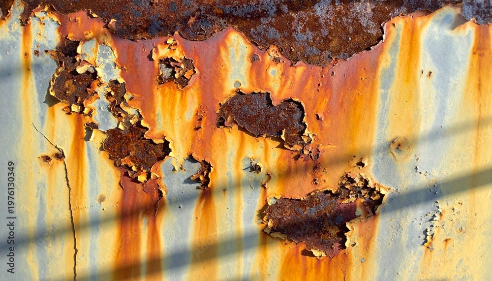 Fototapeta premium Rusted metal with peeling paint and streaks