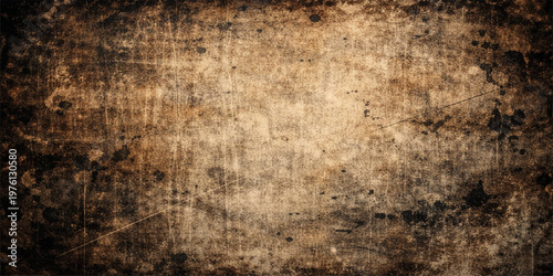 Ancient grunge wood texture and aged brown parchment paper background with a worn vintage pattern on a rough stained surface