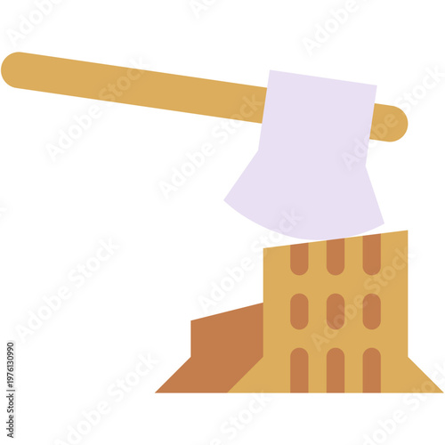 Vector Icon Axe, Hatchet, Wood Cutting, Tools, Wood