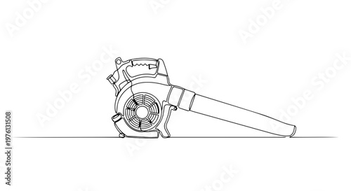 Leaf blower garden tool one line drawing. Continuous line art of yard maintenance equipment. Minimalist vector illustration of power tool