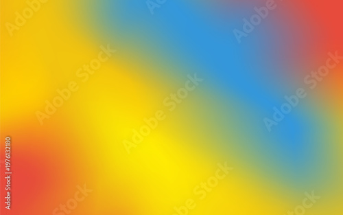 Abstract retro pop mesh gradient background with vibrant yellow, tomato red and sky blue colors.
