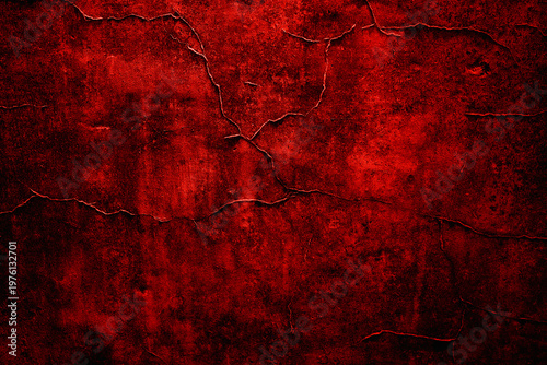 Fotografie Cracks in a Decayed Dark Wall with Distressed Texture, Dark Horror Texture