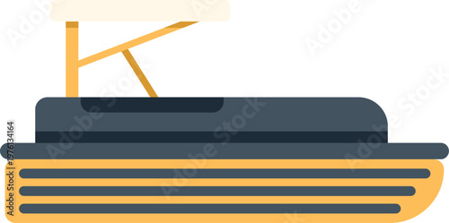 Small boat with covered top for water travel flat icon illustration