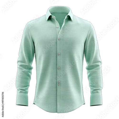 A light green textured dress shirt on transparent background