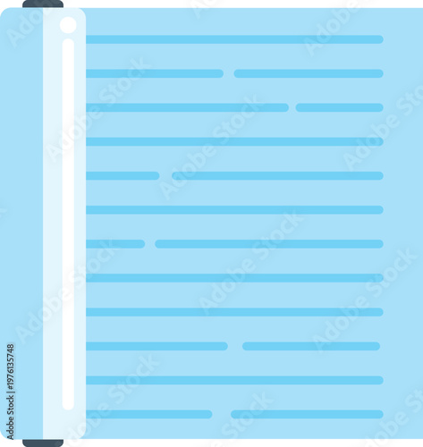 Light blue roller blind icon showing horizontal lines and a rolling mechanism