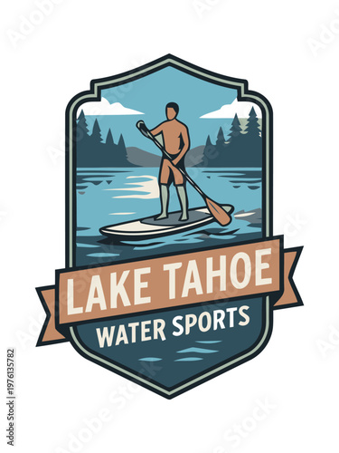 Water Sport Vintage Illustration – Retro Aquatic Adventure Artwork