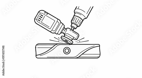 Rotary tool grinds surface, creating sparks and shaping object