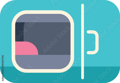 Front loading laundry appliance icon for various household cleaning concepts