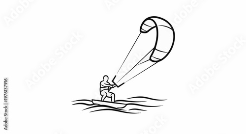 Person kiteboarding on water with large sail