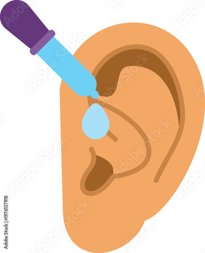 Ear receiving medicine drops from a pipette, representing healthcare and hygiene