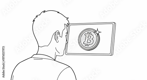 Person looking at a computer screen displaying a Bitcoin