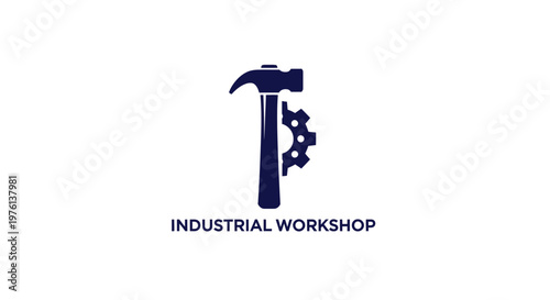Industrial Tools Concept: Hammer and Gears Symbolizing Workshop Expertise