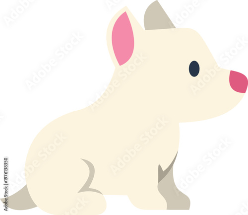 Cute white puppy vector illustration in a flat minimalist style