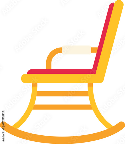 Rocking chair with red cushion and yellow frame illustrating comfort and rest