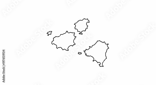 Outline maps of islands against a white background