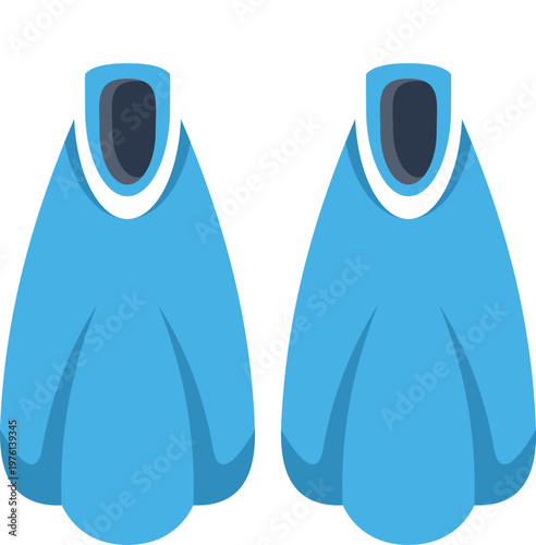 Pair of blue swimming flippers for summer water sports