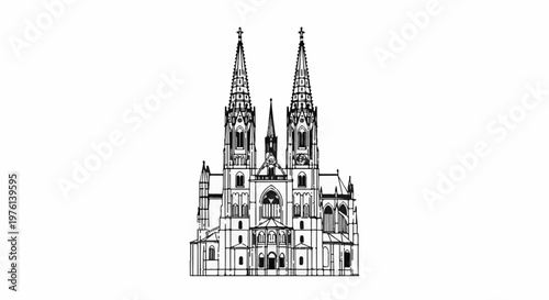 Ornate gothic cathedral with twin spires and intricate facade