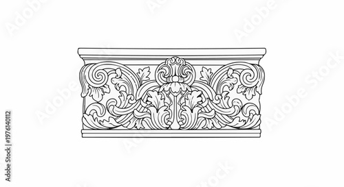 Ornate classical architectural element with scrolling acanthus leaves and volutes