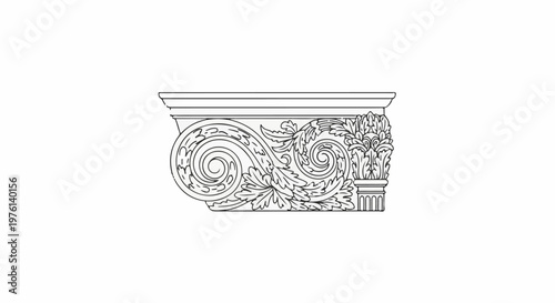 Ornate classical column capital with volutes and acanthus leaves