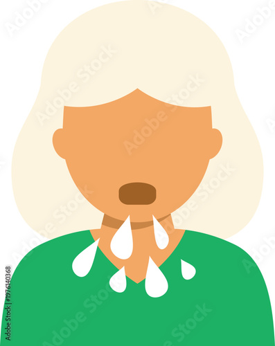 Person coughing, showing symptoms of illness and spreading airborne droplets