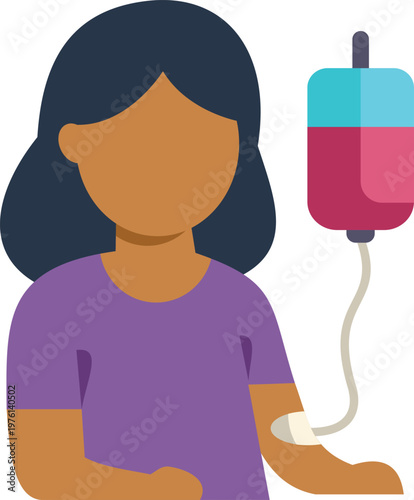 Woman receiving an iv infusion, illustrating blood donation and healthcare support
