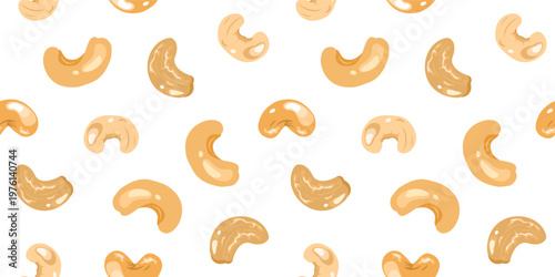 cashew nut pattern background. seamless pattern of cashew nuts. flat illustration of cashew pattern background.