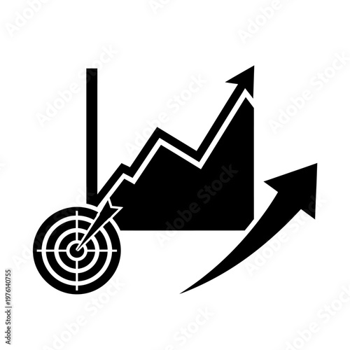 Business Growth and Success: Target Achievement with Upward Trend Graph and Arrow
