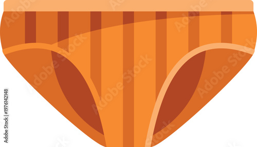 Vibrant orange striped underwear illustration in a clean and minimal flat style